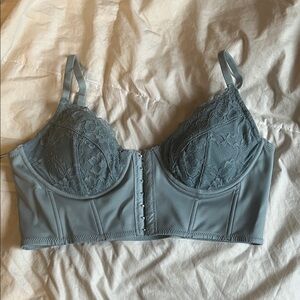 Garage Lace-Trim Corset Top in Slate Blue